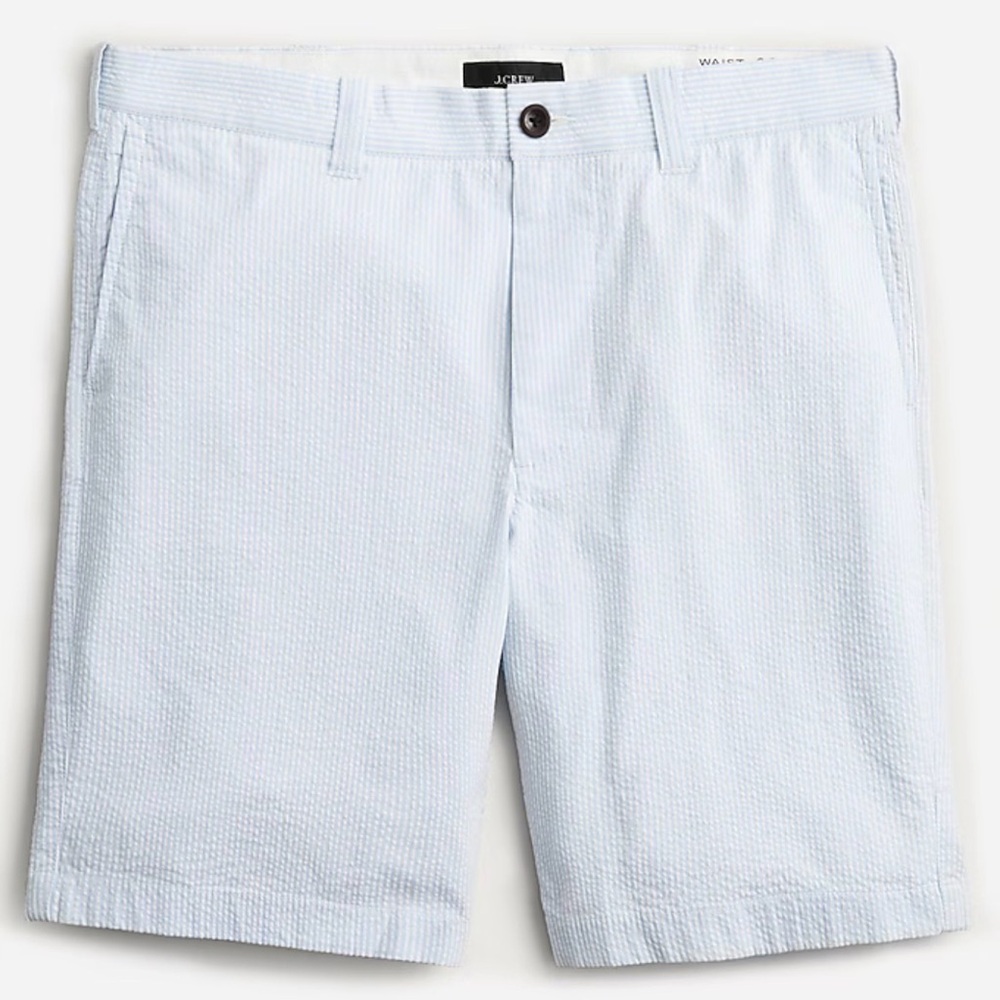 J. Crew Men's Light Blue Seersucker Shorts 38 waist, 7 inch length